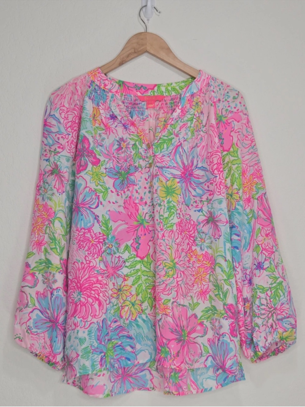 Lilly Pulitzer Elsa Silk Top Multi Paradise Found Size M Womens READ